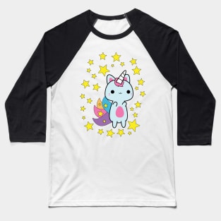 Kawaii Cute Unicorn Cat Baseball T-Shirt